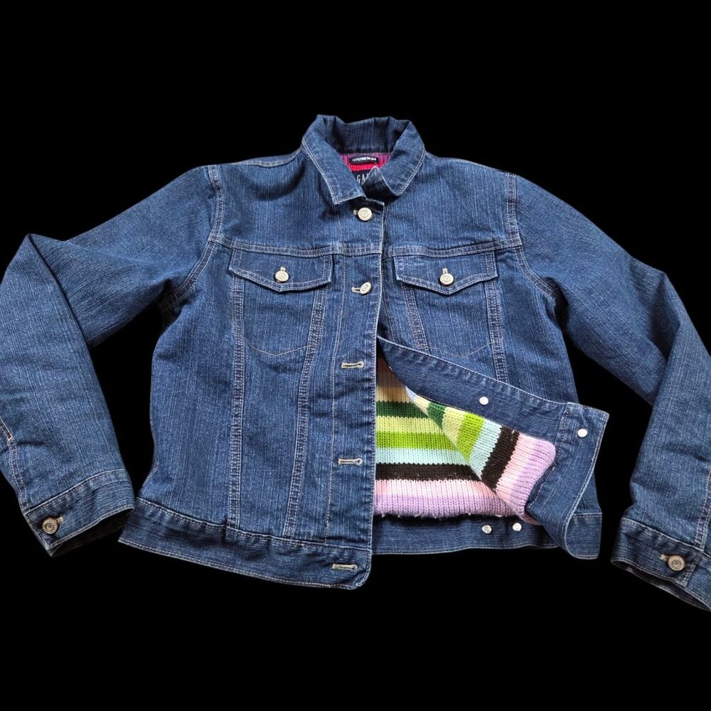 Gap Kids Denim Jacket Blanket Lined Girls 14-16 XXL Jean Button Up Trucker